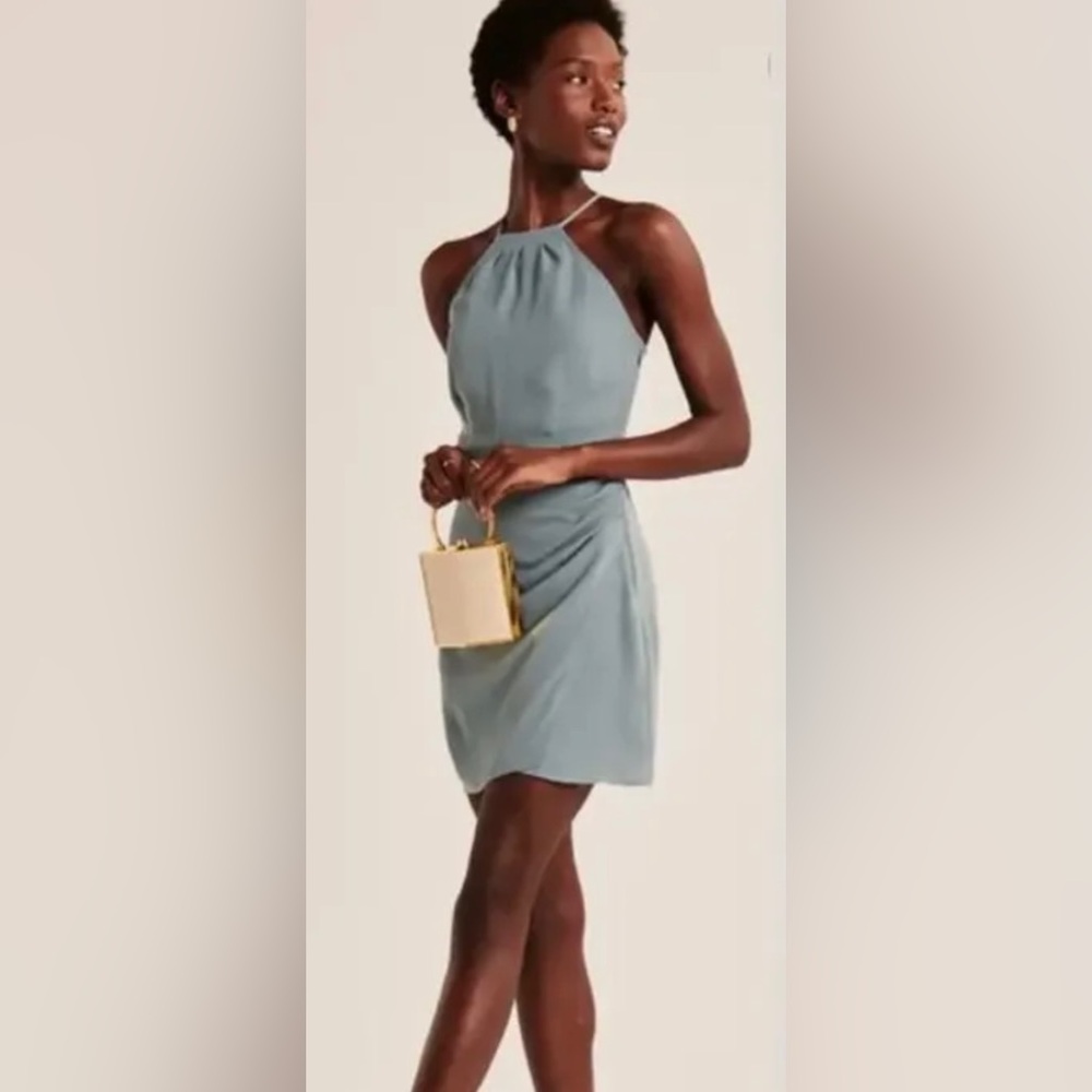 Abercrombie & Fitch Halter Wrap Mini Dress - Blue Green S